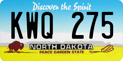 ND license plate KWQ275