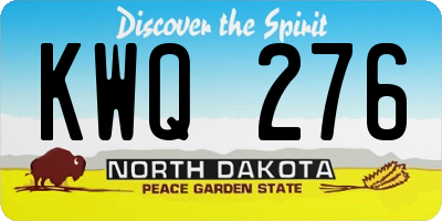 ND license plate KWQ276