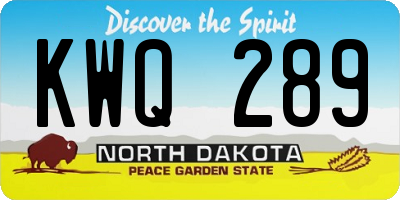 ND license plate KWQ289