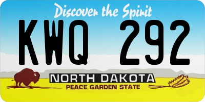 ND license plate KWQ292