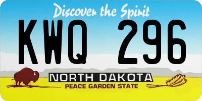ND license plate KWQ296
