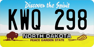ND license plate KWQ298
