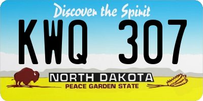 ND license plate KWQ307