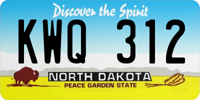 ND license plate KWQ312
