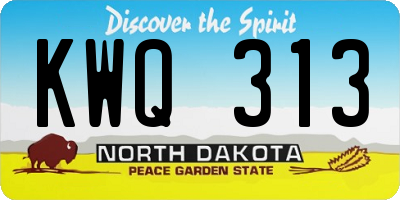 ND license plate KWQ313