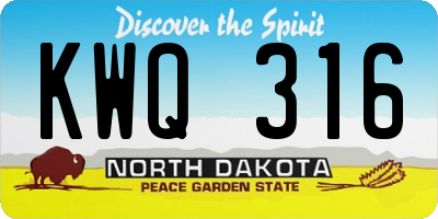 ND license plate KWQ316