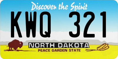 ND license plate KWQ321