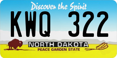ND license plate KWQ322