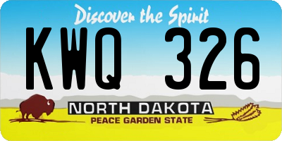ND license plate KWQ326