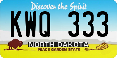 ND license plate KWQ333