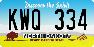ND license plate KWQ334