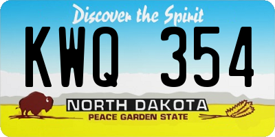 ND license plate KWQ354