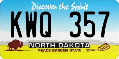 ND license plate KWQ357