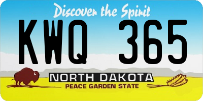 ND license plate KWQ365