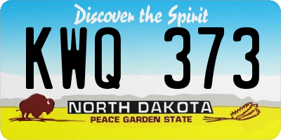 ND license plate KWQ373