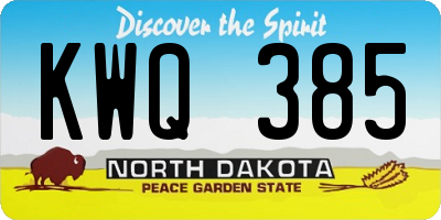 ND license plate KWQ385