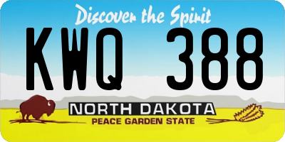 ND license plate KWQ388