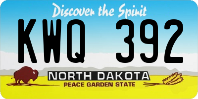 ND license plate KWQ392