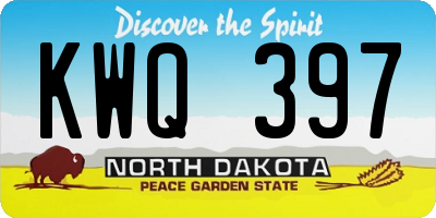 ND license plate KWQ397