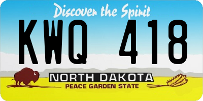 ND license plate KWQ418