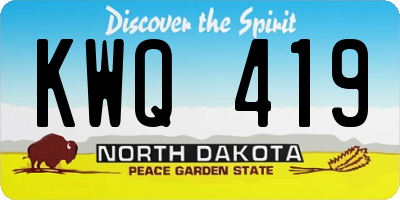 ND license plate KWQ419