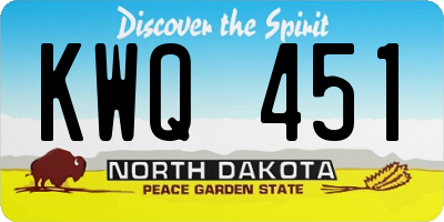 ND license plate KWQ451