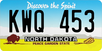 ND license plate KWQ453