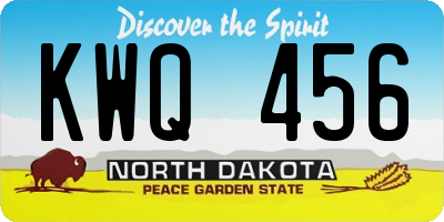 ND license plate KWQ456