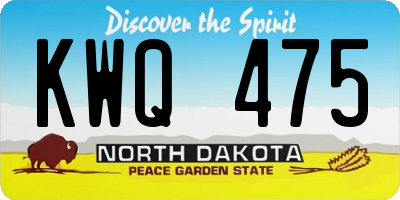 ND license plate KWQ475