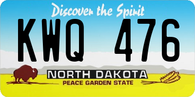 ND license plate KWQ476