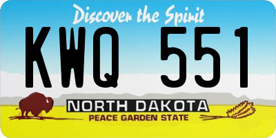 ND license plate KWQ551