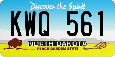 ND license plate KWQ561