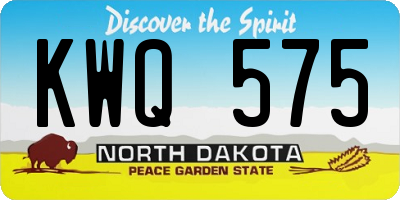 ND license plate KWQ575