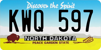 ND license plate KWQ597