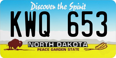 ND license plate KWQ653