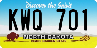 ND license plate KWQ701