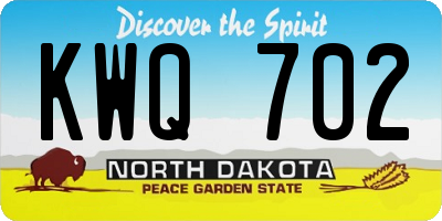 ND license plate KWQ702