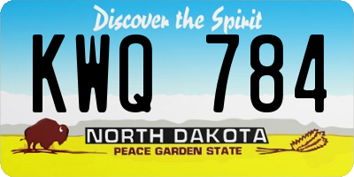 ND license plate KWQ784
