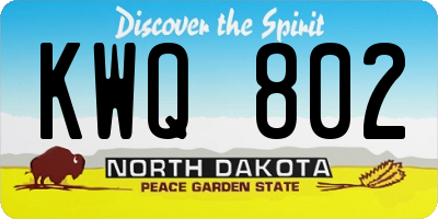 ND license plate KWQ802