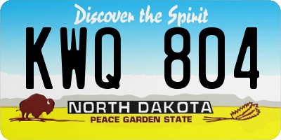 ND license plate KWQ804