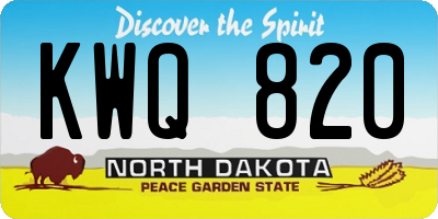 ND license plate KWQ820