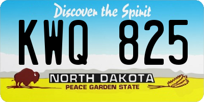 ND license plate KWQ825