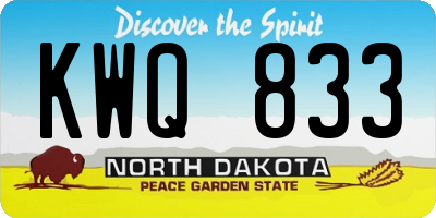ND license plate KWQ833