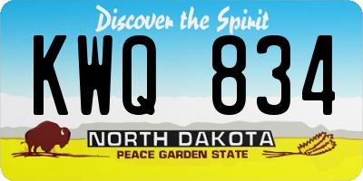ND license plate KWQ834
