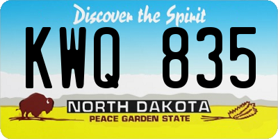 ND license plate KWQ835