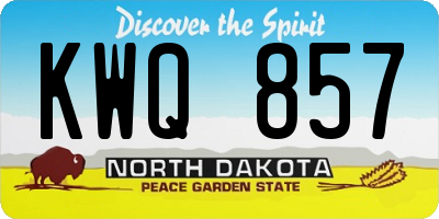 ND license plate KWQ857