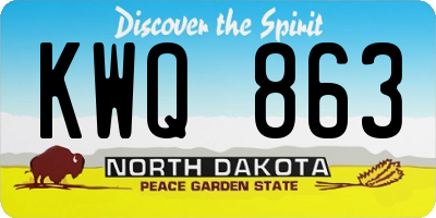 ND license plate KWQ863