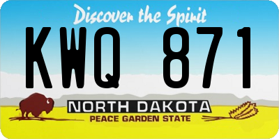 ND license plate KWQ871