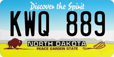 ND license plate KWQ889