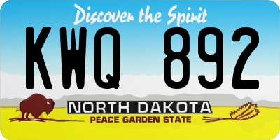 ND license plate KWQ892